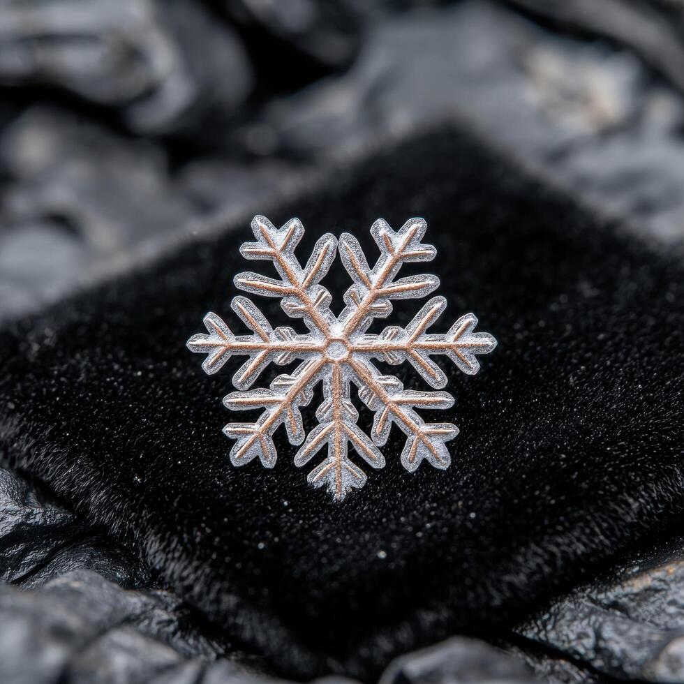 Intricate snowflake crystal on dark background photo