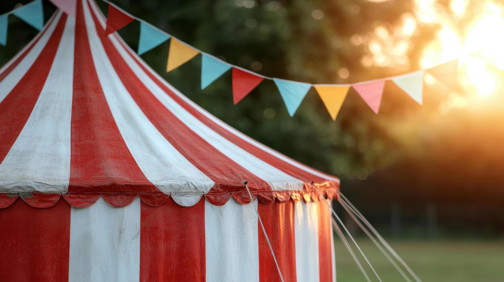Colorful carnival tent with festive flags photo