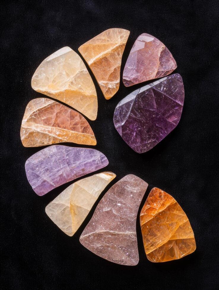 Assortment of natural gemstones and crystals photo
