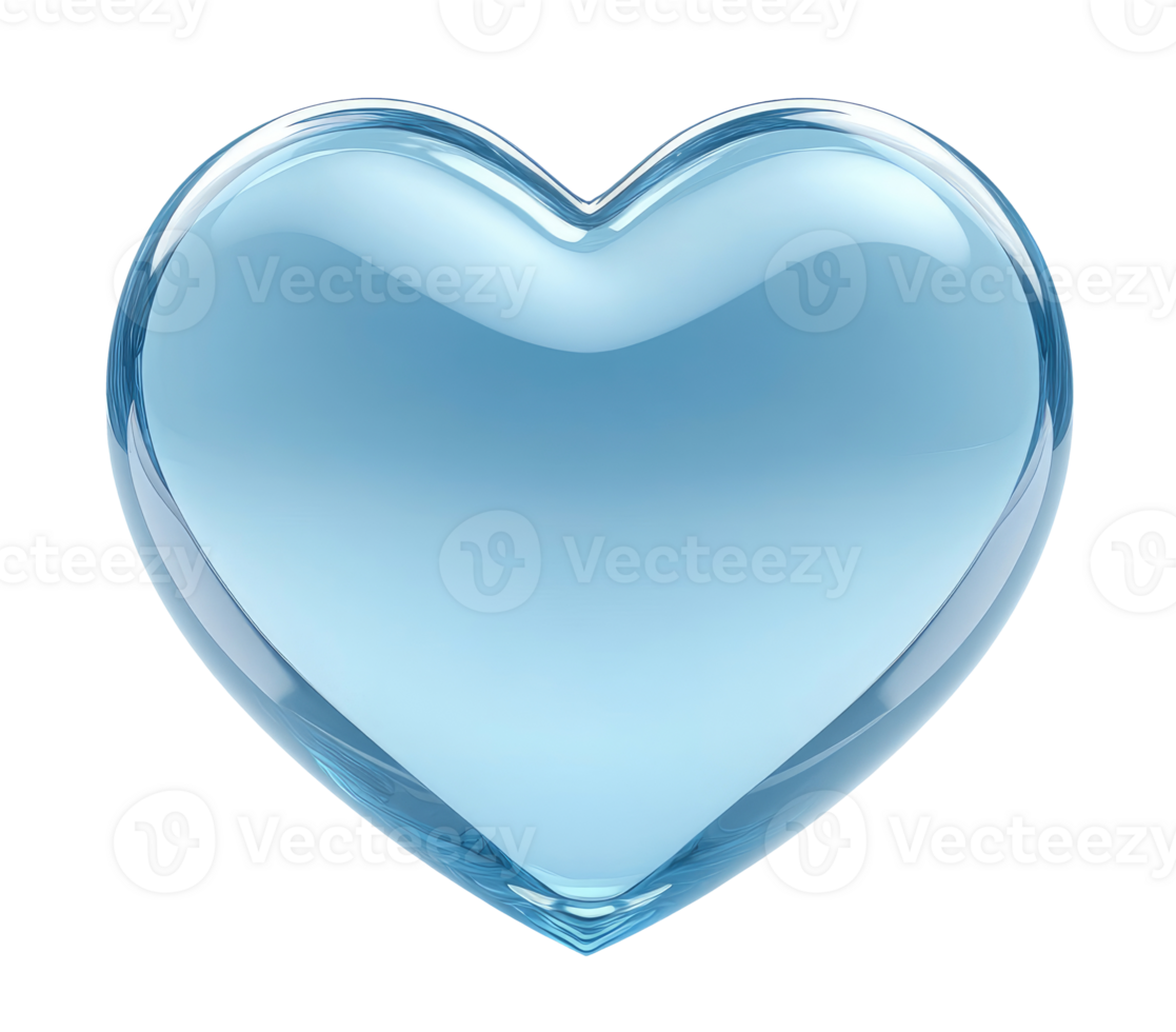 Blue glass heart isolated on transparent background png