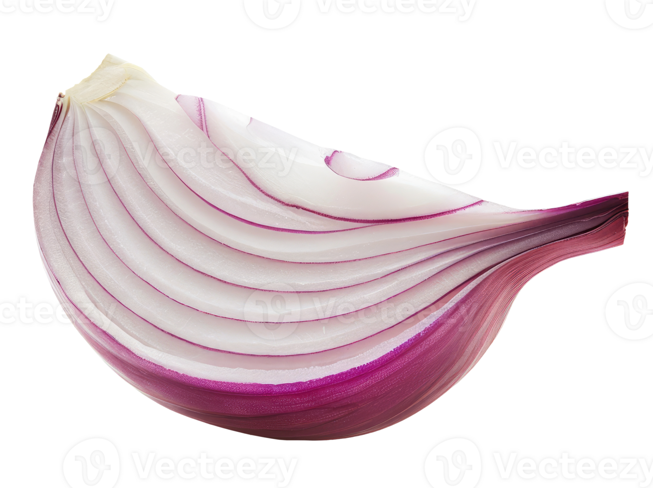 Piece of red onion isolated on transparent background png