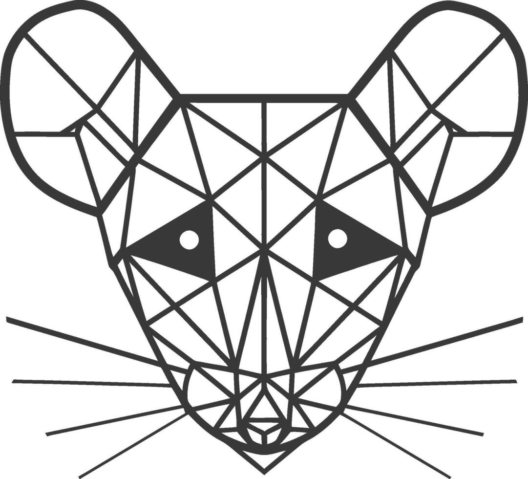 geometric art design mouse with a curious gaze vector