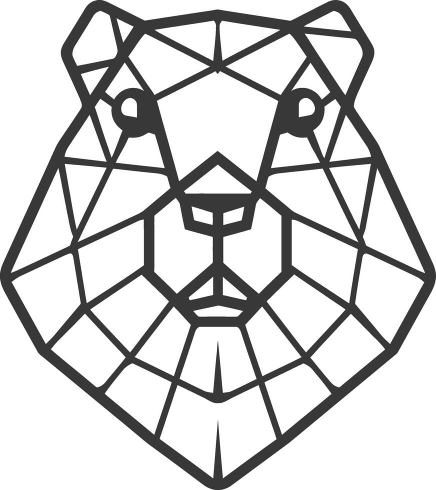 A bear head with geometric lines on it vector