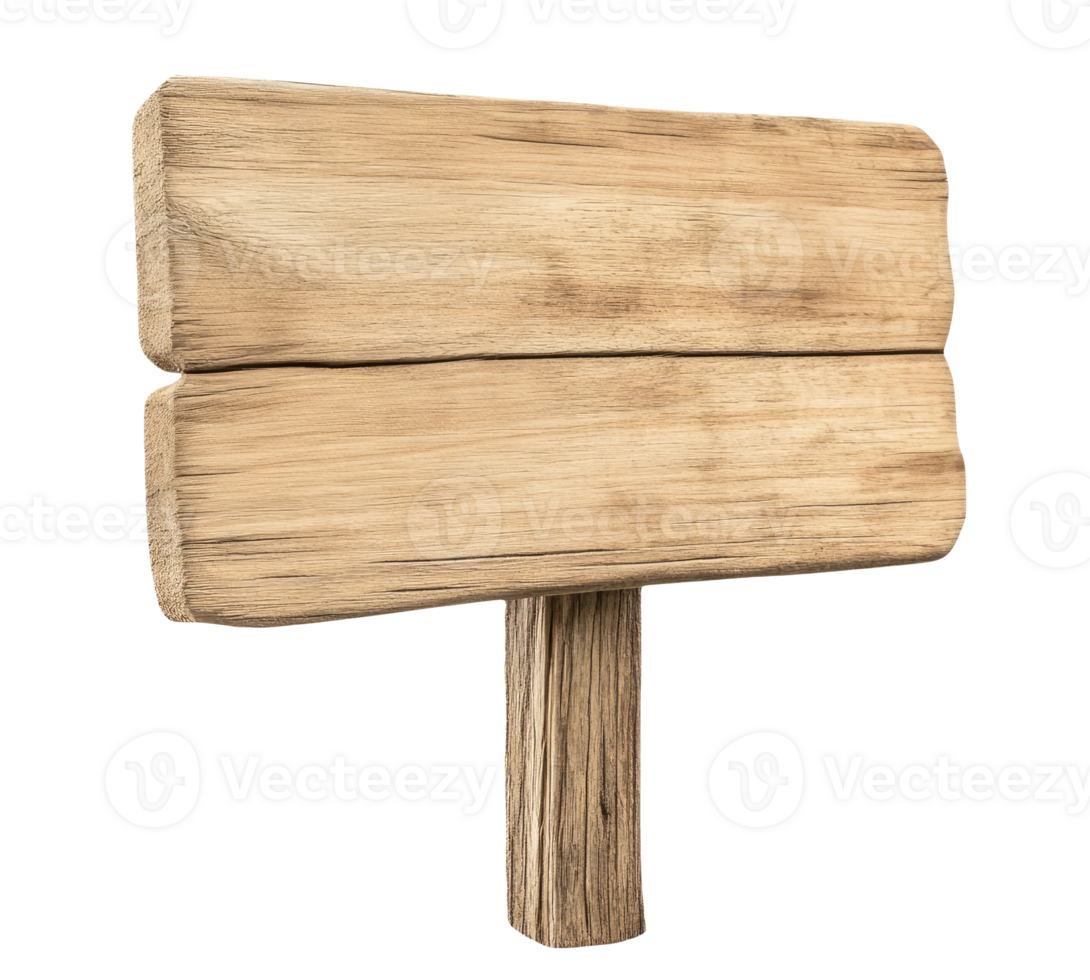 Empty wood sign board isolated on transparent background png