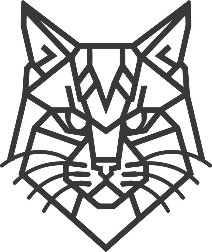 A black and white geometric cat head vector