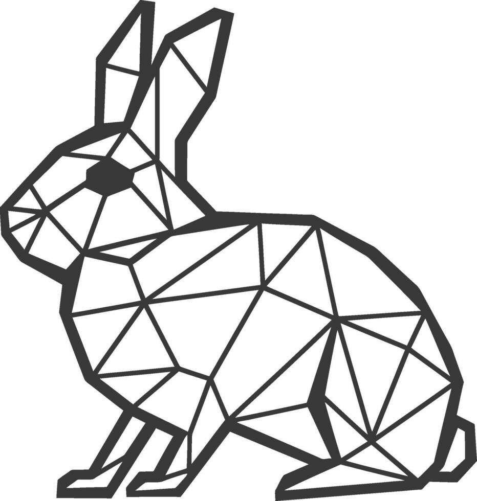 geometric art design rabbit in black and white vector