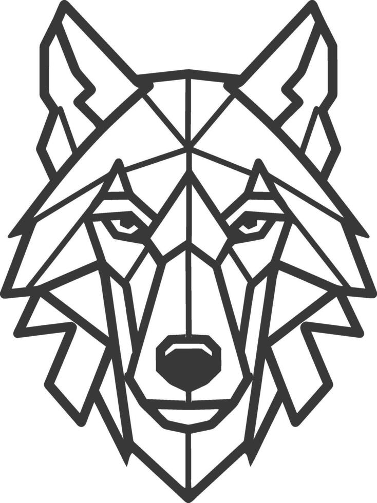 geometric art design wolf head design Bold and fierce vector