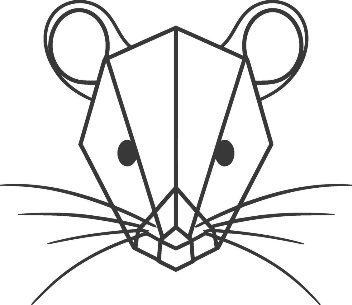 geometric art design mouse with a cute face vector