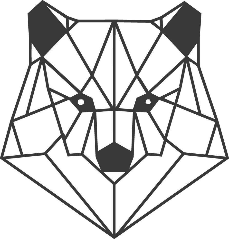 A geometric bear head with black lines vector