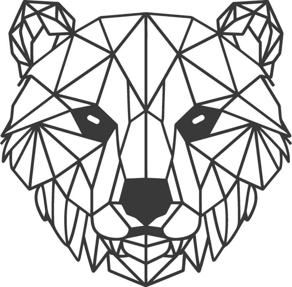 A bear head made of triangles vector