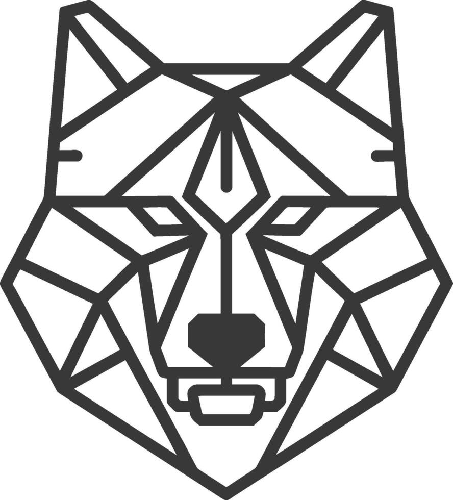 geometric art design wolf design Simple and stylish vector