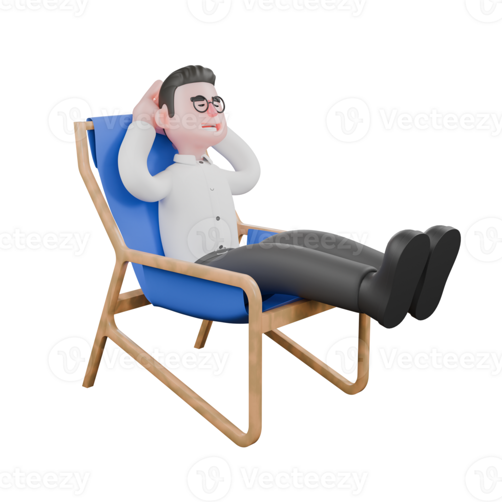 Film Studio Producer. A male producer sits on a chair with both hands on his fist and his legs stretched out in front of him. Studio Style png