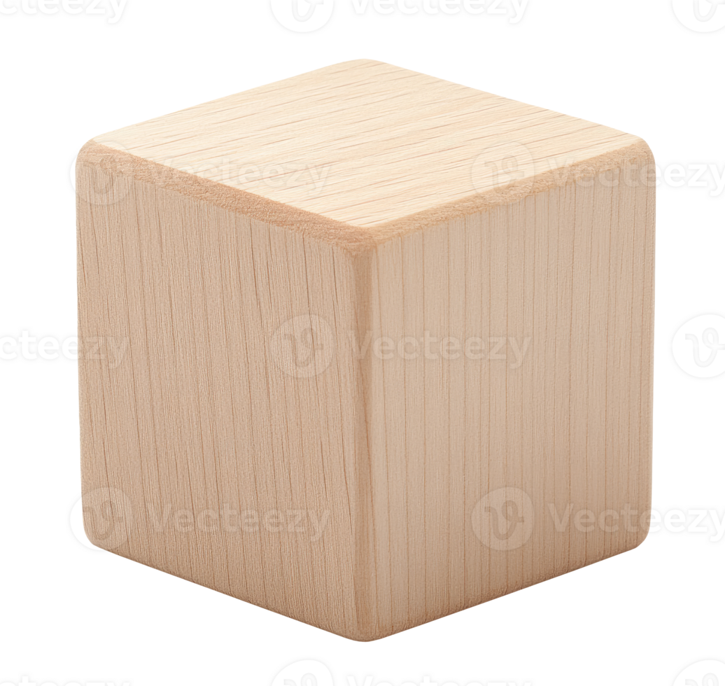 Wooden cube isolated on transparent background png