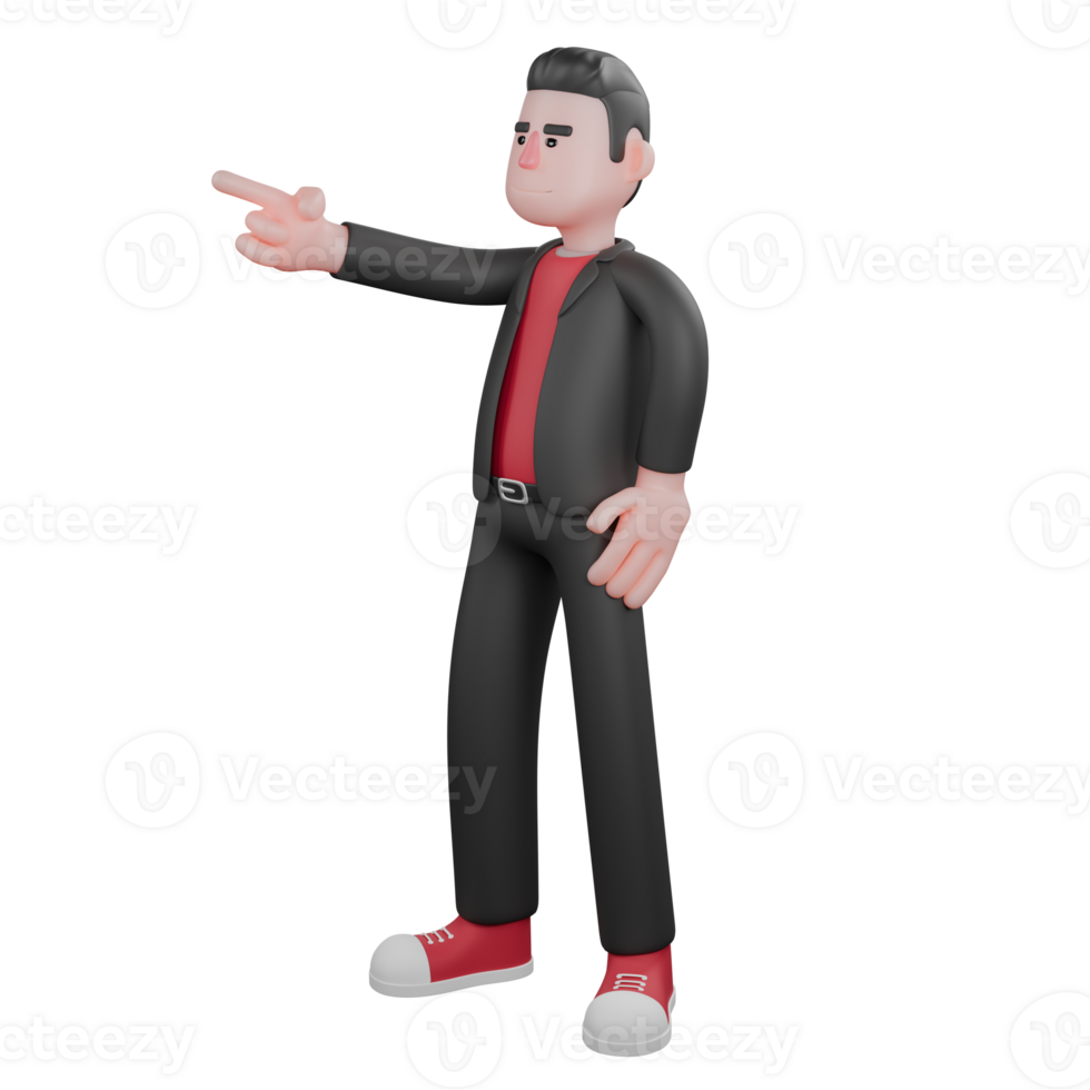 3D Choreographer Cartoon. a male choreographer stands with one hand pointing in a certain direction while the other hand is on his waist. Dance Artist Character png