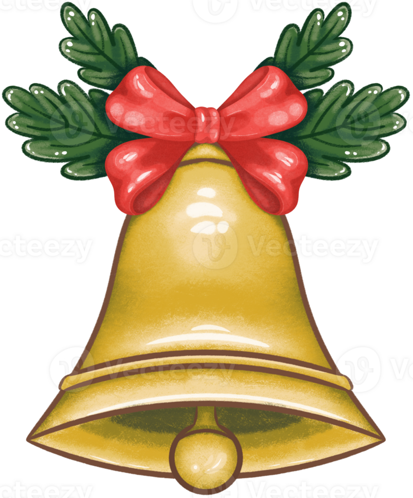 Christmas bell with a bow cartoon drawing transparent digital graphics png