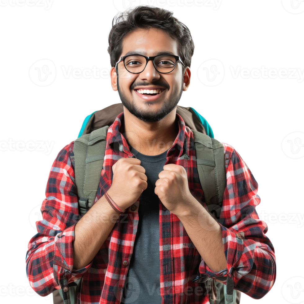 Happy Young Backpacker Man Travel Adventure Journey Exploration png