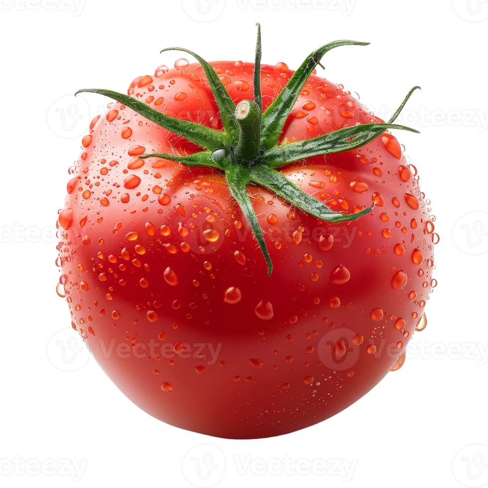 Juicy Red Tomato with Water Droplets Fresh Produce Food Photography png
