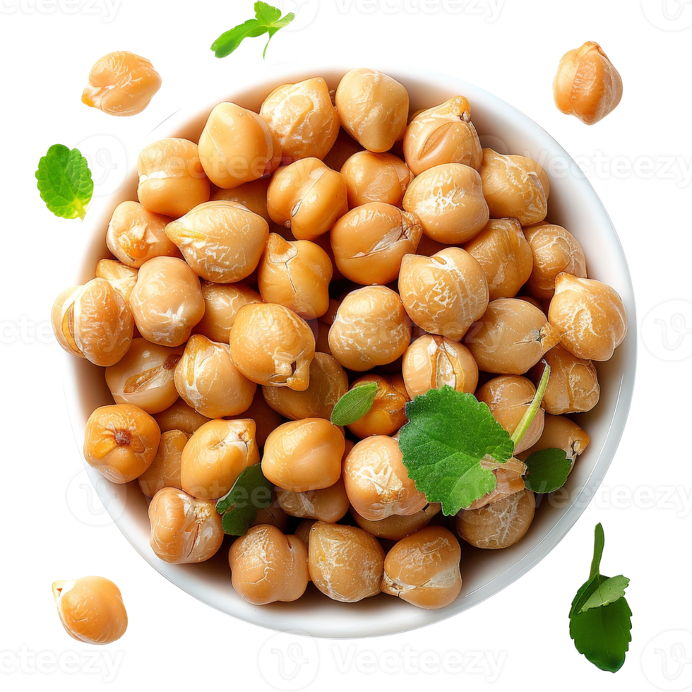 Bowl of Chickpeas Healthy Food Vegan Protein Nutritious Snack Top View png