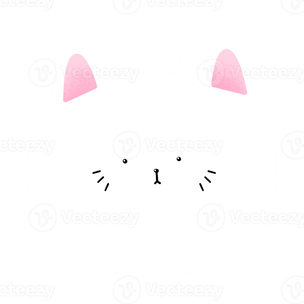 Cute White Cat Cartoon illustration Head Cat Cartoon White Cat Head Cute Animal png