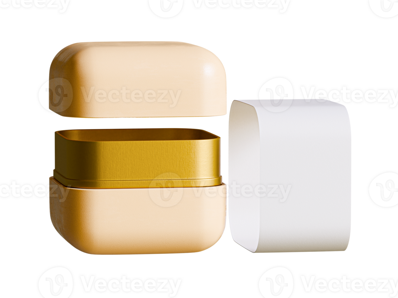 A white and gold box with a lid png