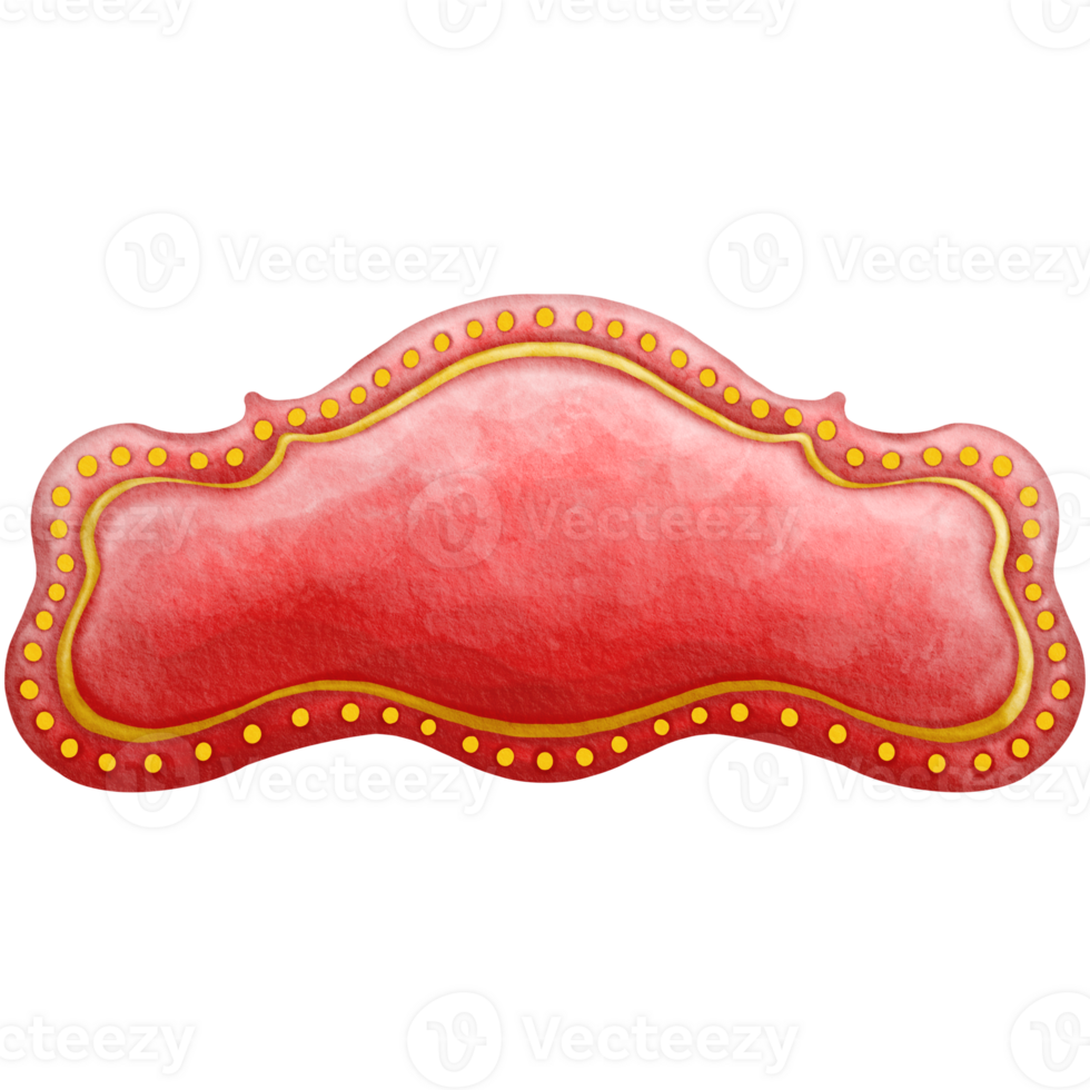A red and gold sign with a gold frame png