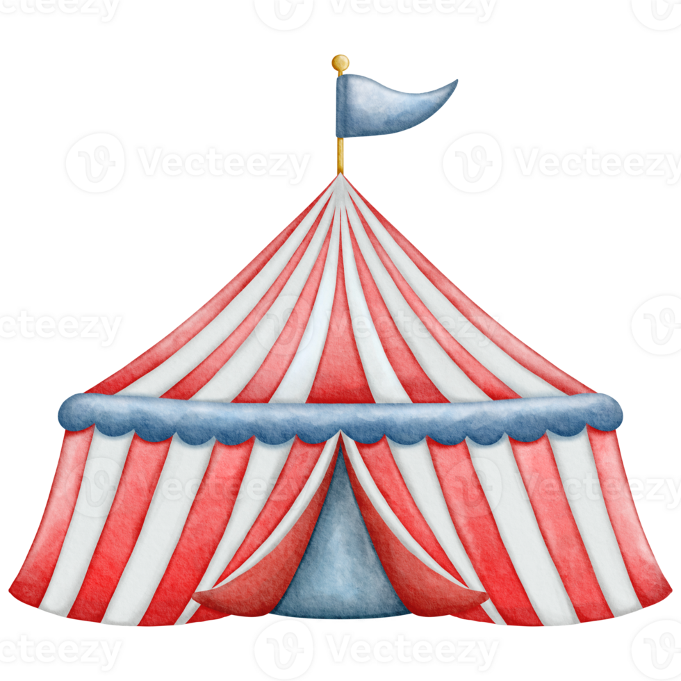 A circus tent with a flag on top png
