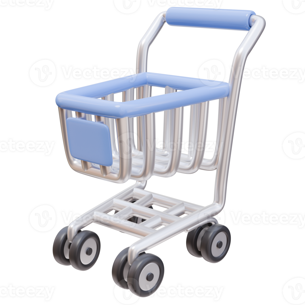 3d ícone compras carrinho com rodas. loja, conectados compras, venda conceito. 3d ilustração Projeto rede Móvel aplicativo png