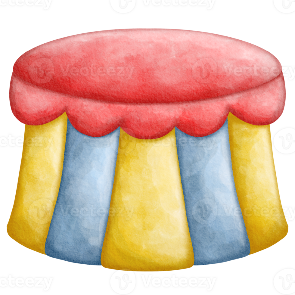 A colorful circus tent with a red, yellow and blue top png