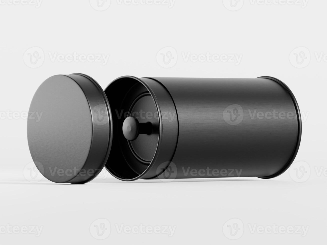 A black container with a lid on it photo