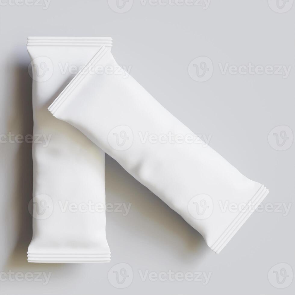 Two white plastic bags on a gray background photo