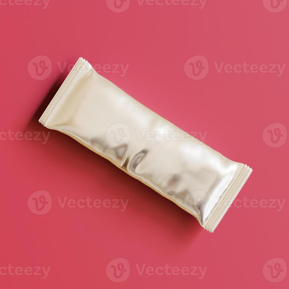 A white wrapper on a pink background photo