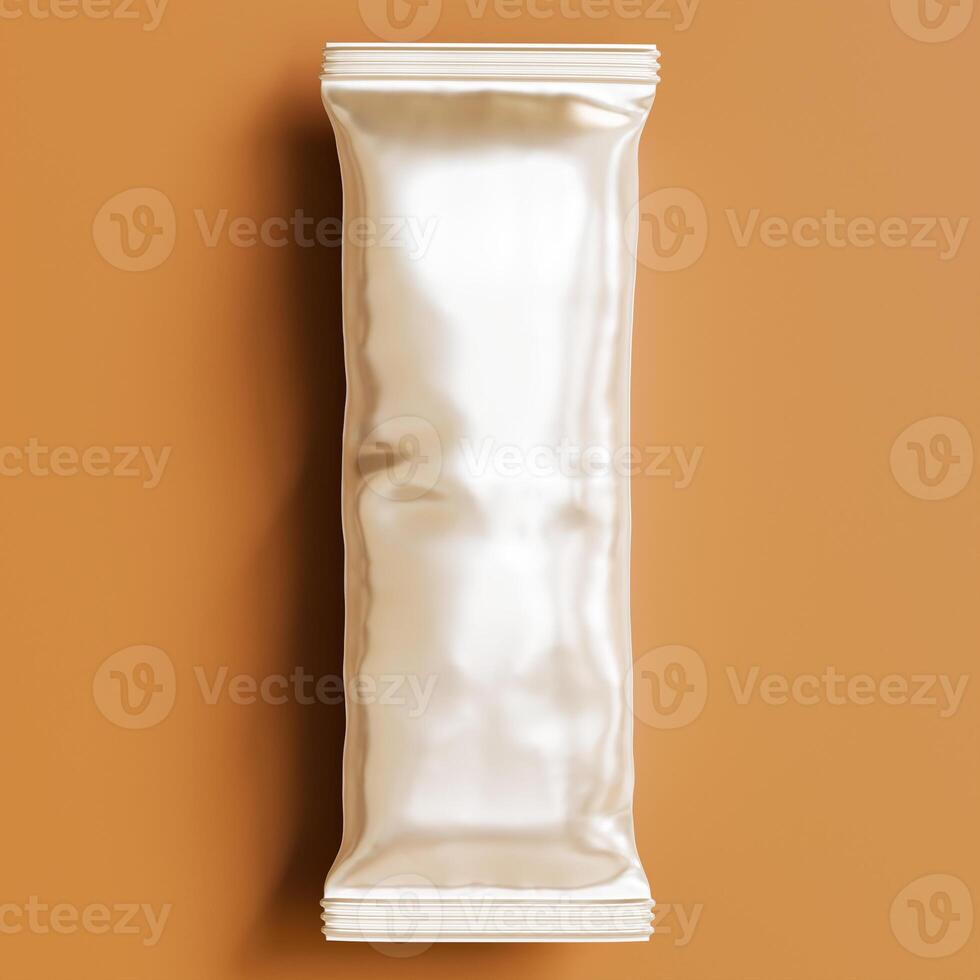 A white wrapper with a white wrapper on a brown background photo