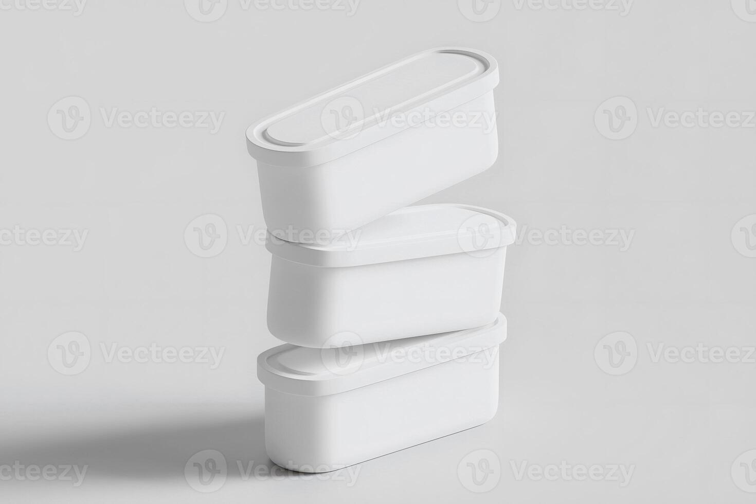 Three white containers stacked on top of each other photo