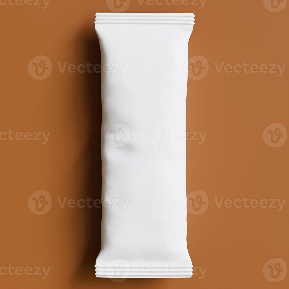 White paper wrapper on brown background photo