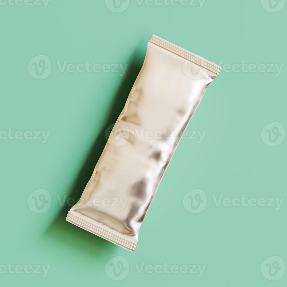 A white wrapper on a green background photo