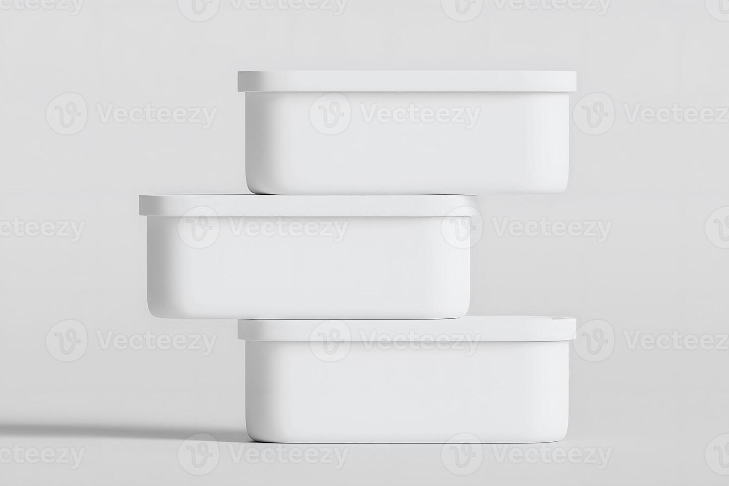 Three white containers stacked on top of each other photo