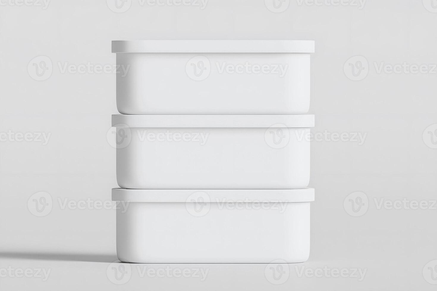 Three white containers stacked on top of each other photo