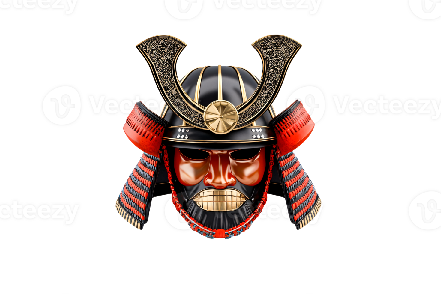 Samurai helmet isolated on transparent background for japanese warrior illustration png