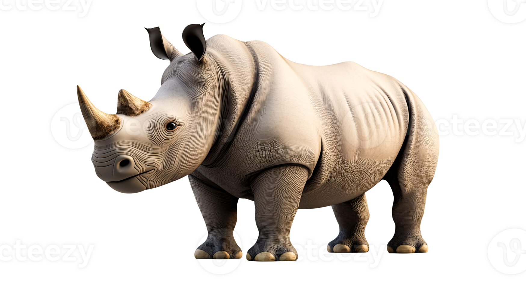 Rhino isolated on transparent background for endangered animal illustration png