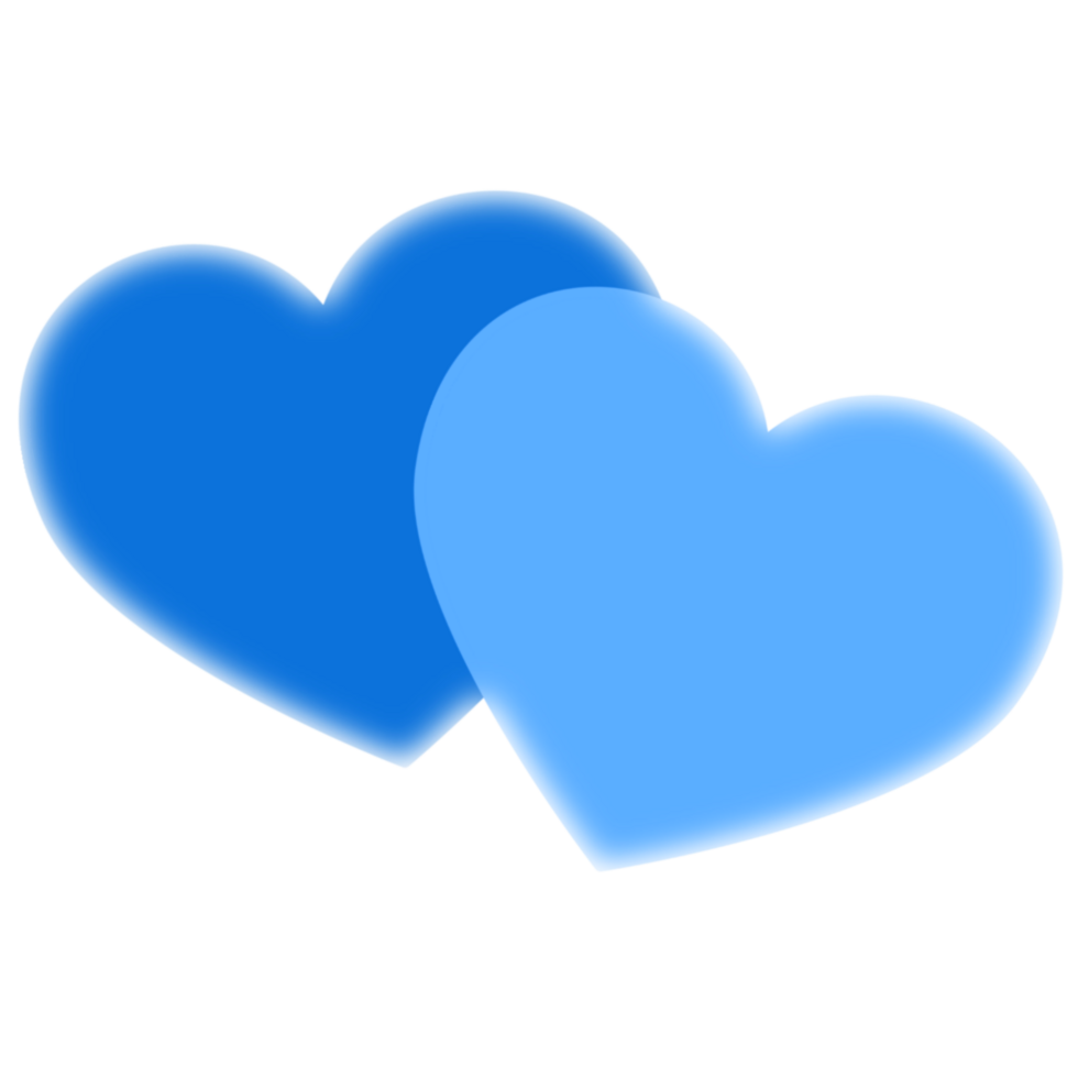 Two blue hearts with a blurred outline png