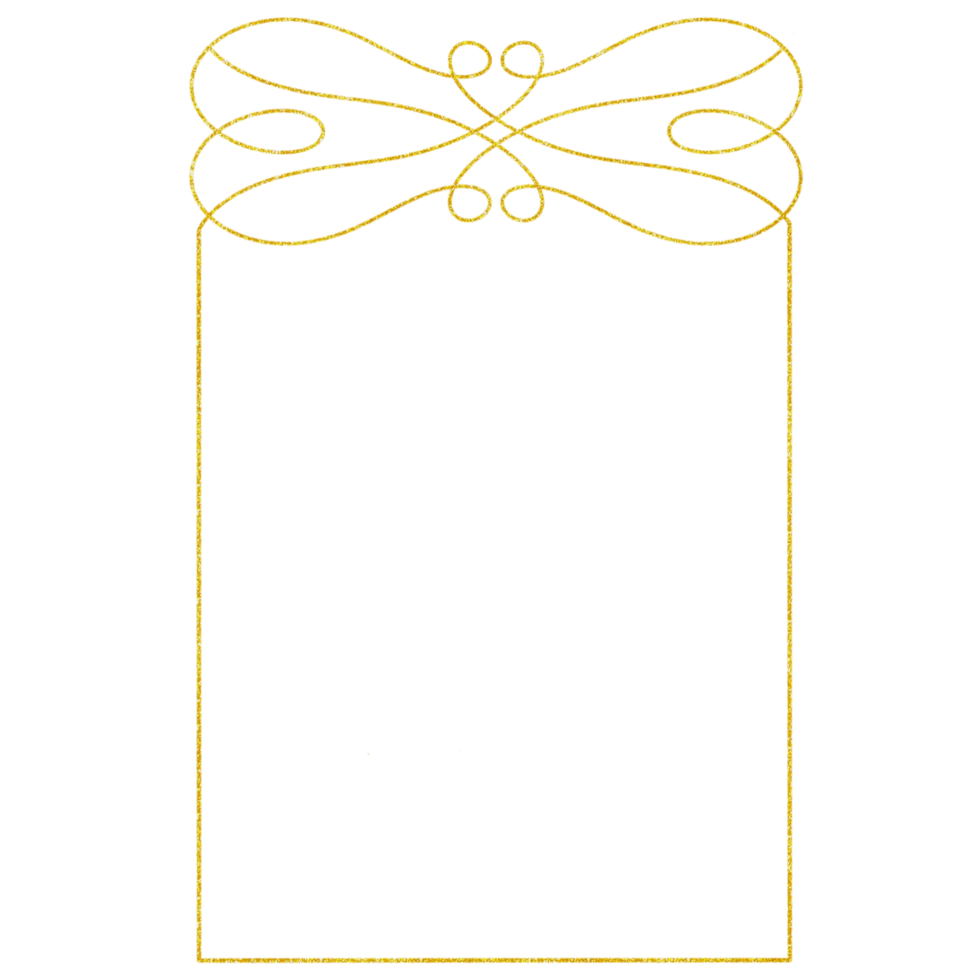 Glittery gold frame with a pattern on a transparent background png