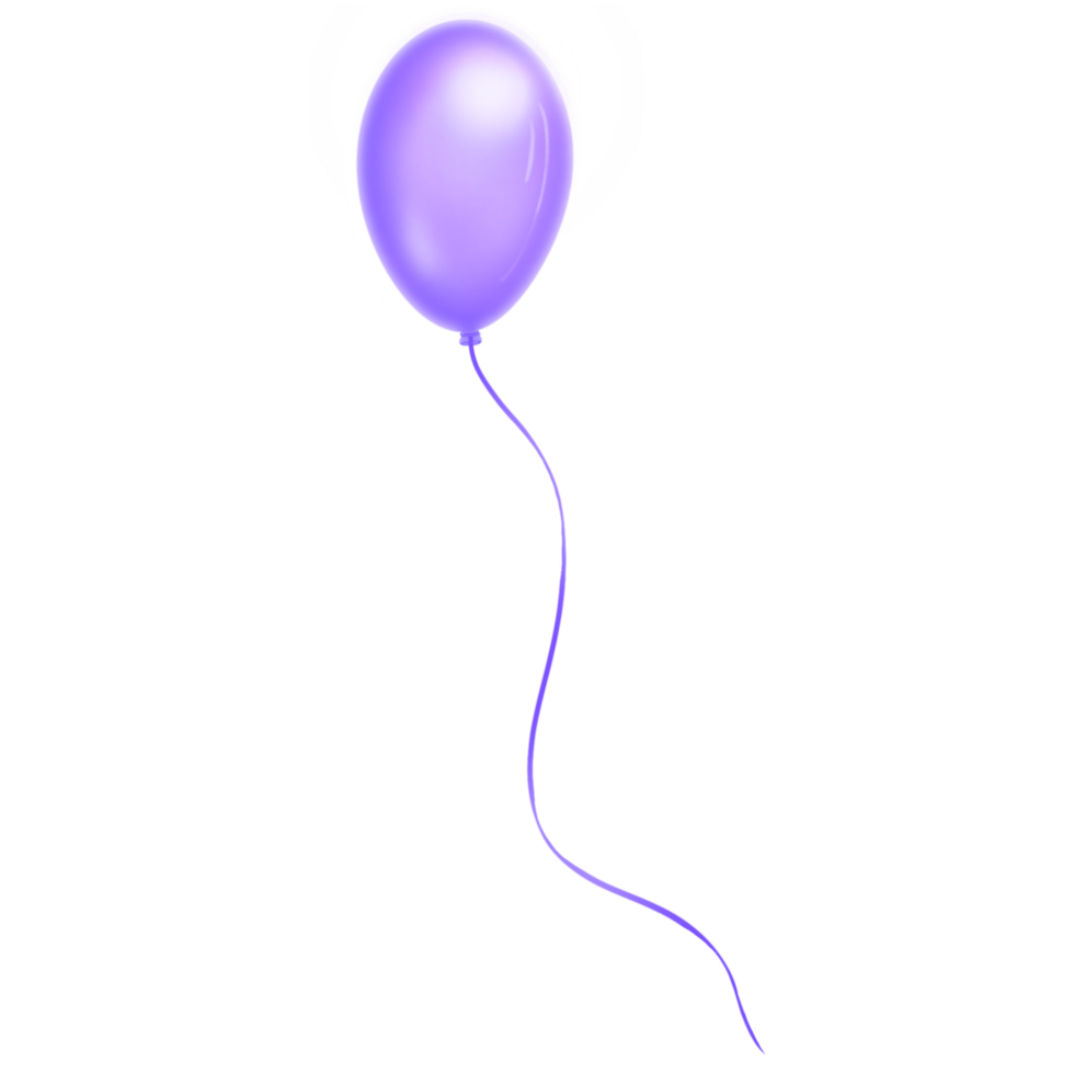 A Purple balloon with a string on a transparent background png