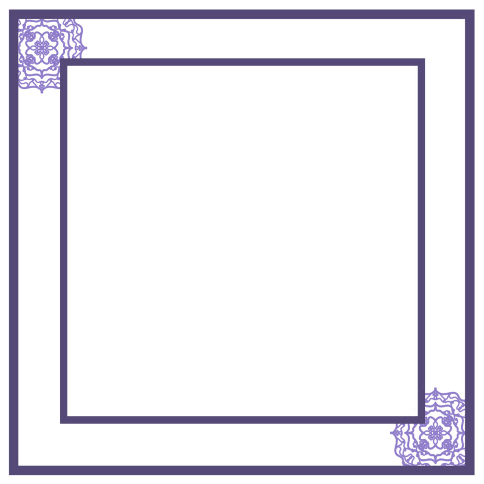 a purple square frame with a floral pattern png