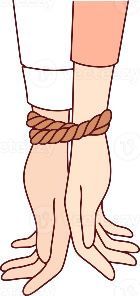 Tied hands of people in toxic relationships symbolize communication problems among men and women in love. Toxic relationships in unhappy couple forced to feel mutually dependent on partner png