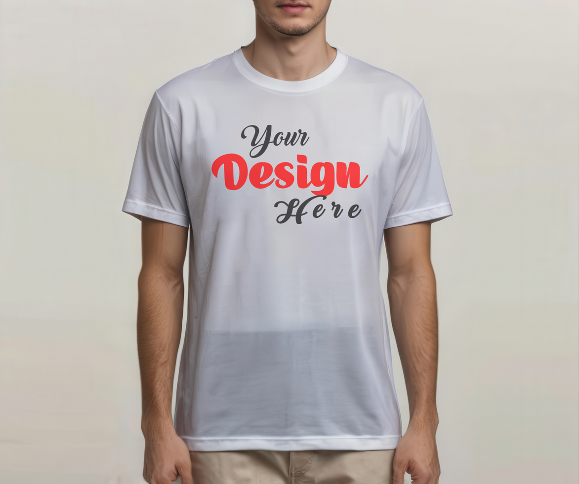 Front View of Minimalist T-Shirt Mockup Template psd