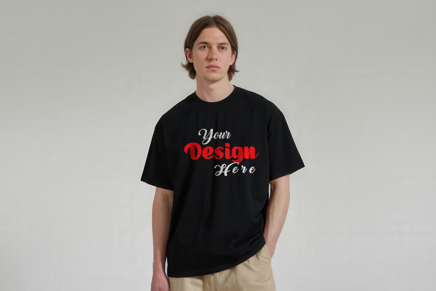 Minimalist Clean T-Shirt Mockup Template Front Perspective psd