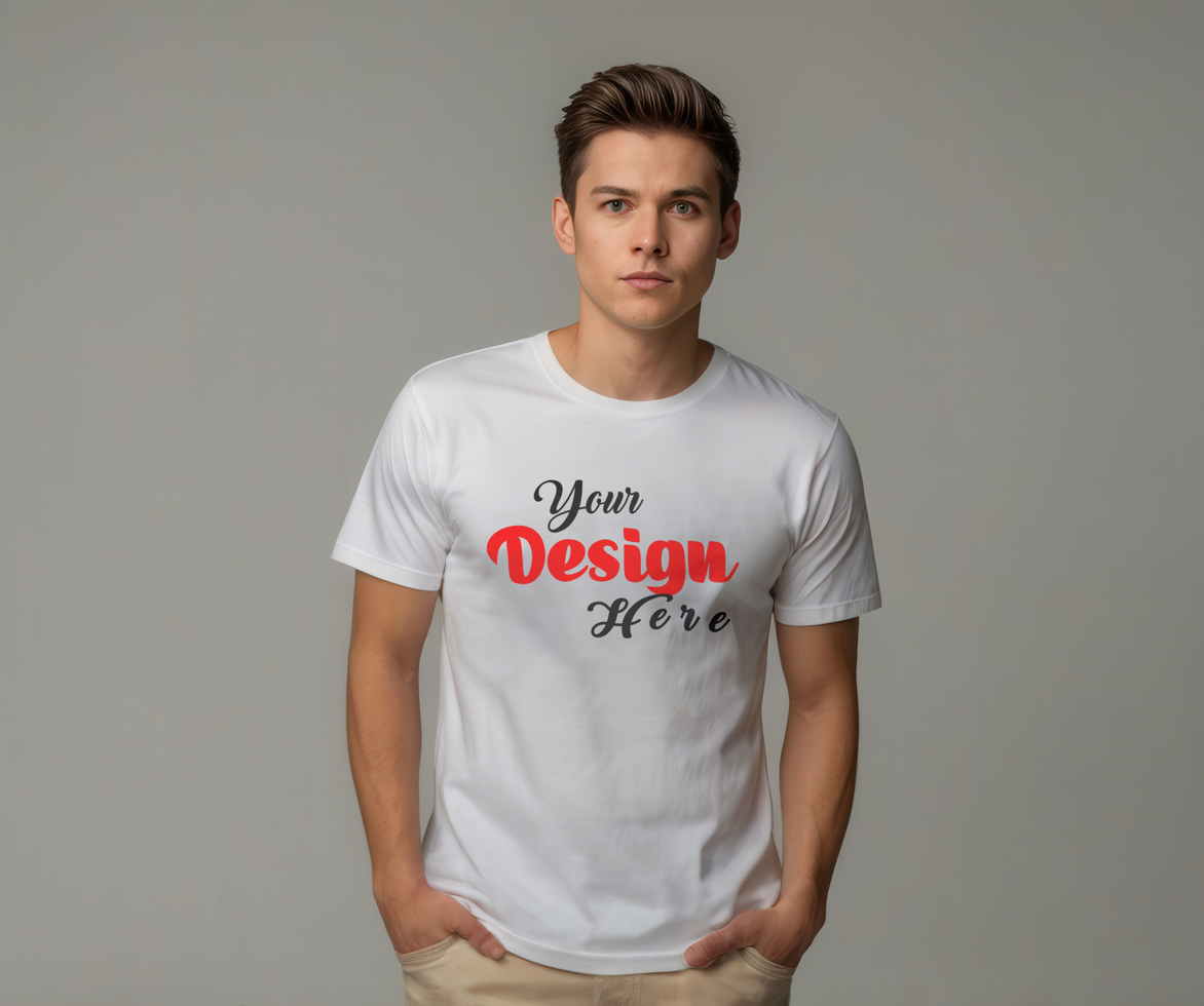Front View of Aesthetic Graphic T-Shirt Mockup Template psd