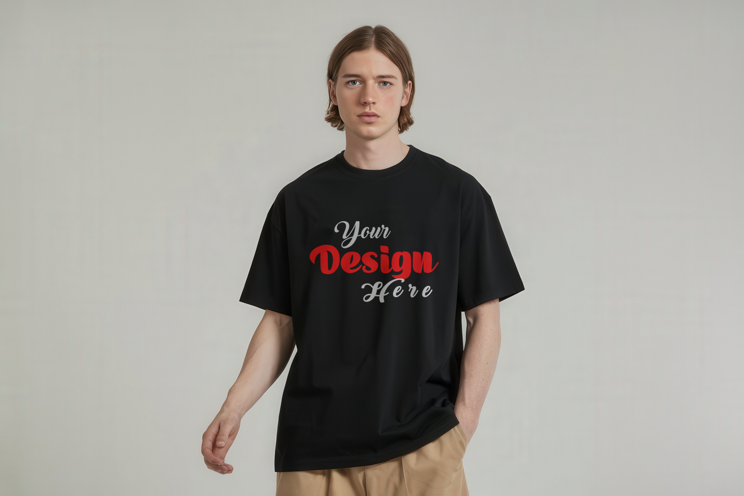 Aesthetic Graphic T-Shirt Mockup Template Front View psd