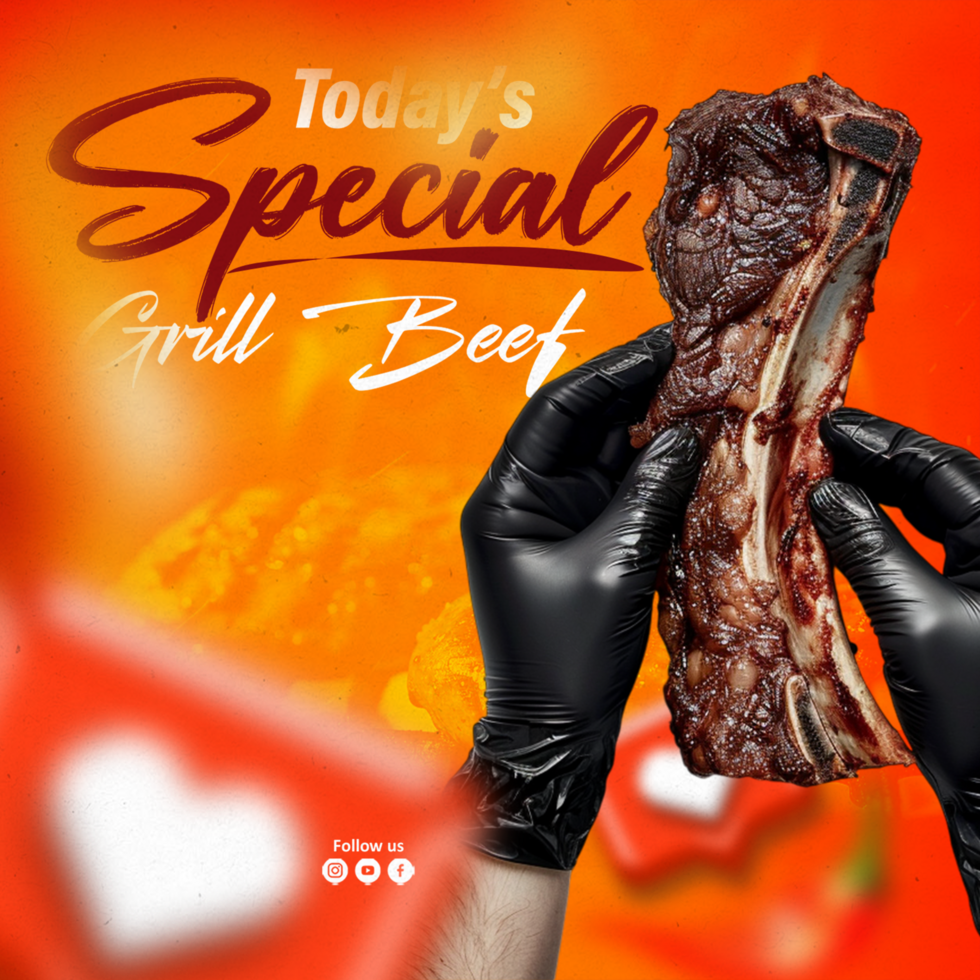 Today special grill beef social media template design psd
