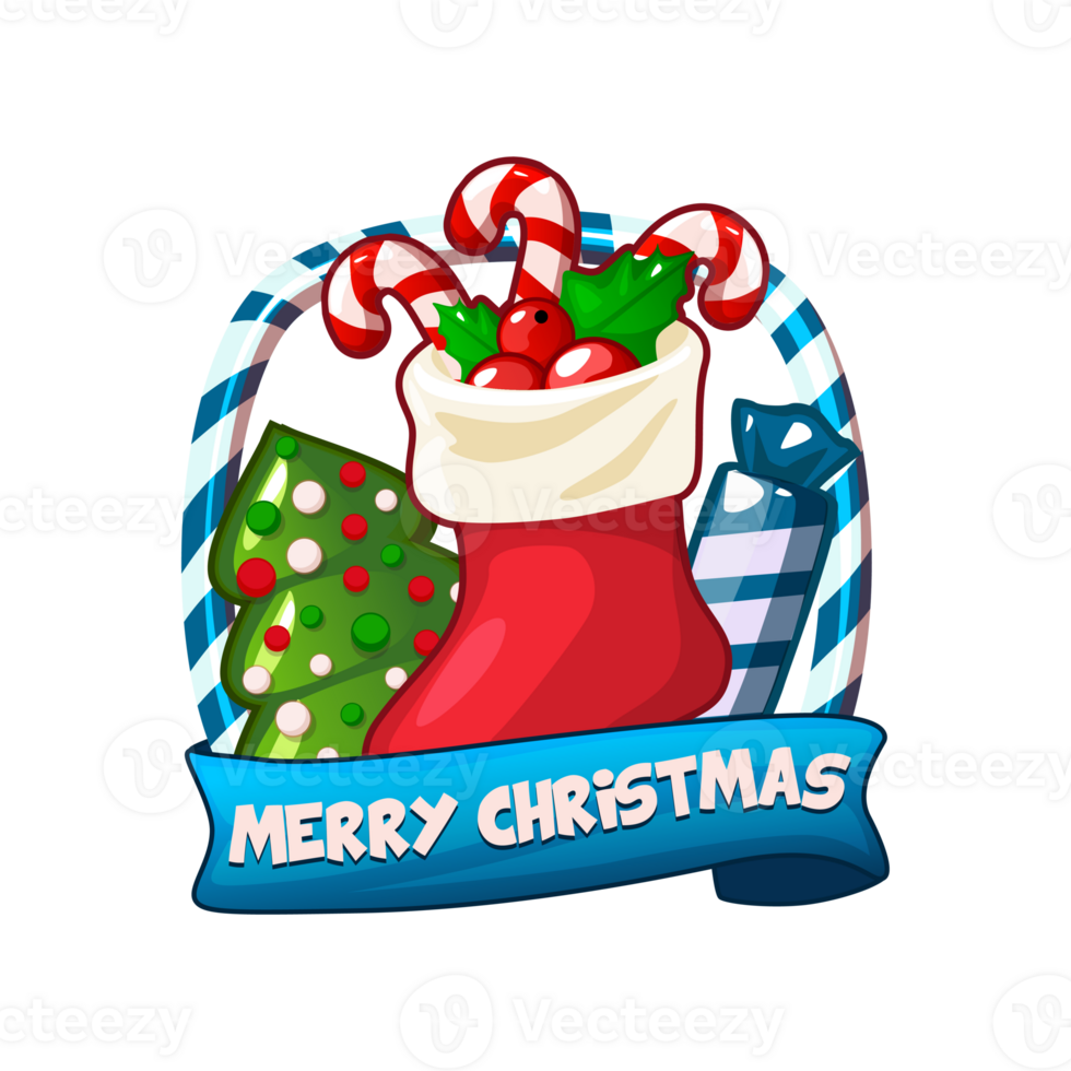 Christmas candy frame and Christmas sock with candy, Merry Christmas icon Christmas Theme Candy icon for your game or greeting card png